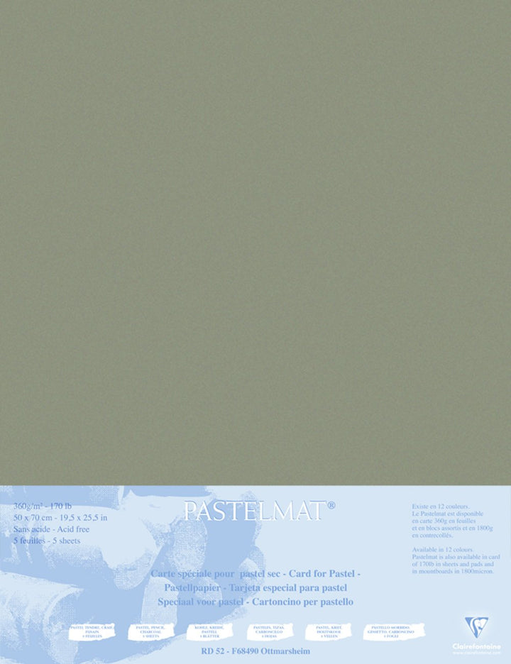 Clairefontaine 496011C Packung (mit 5 Zeichenbögen Pastelmat auf Karton kaschiert 1800 µm, 50 x 70 c