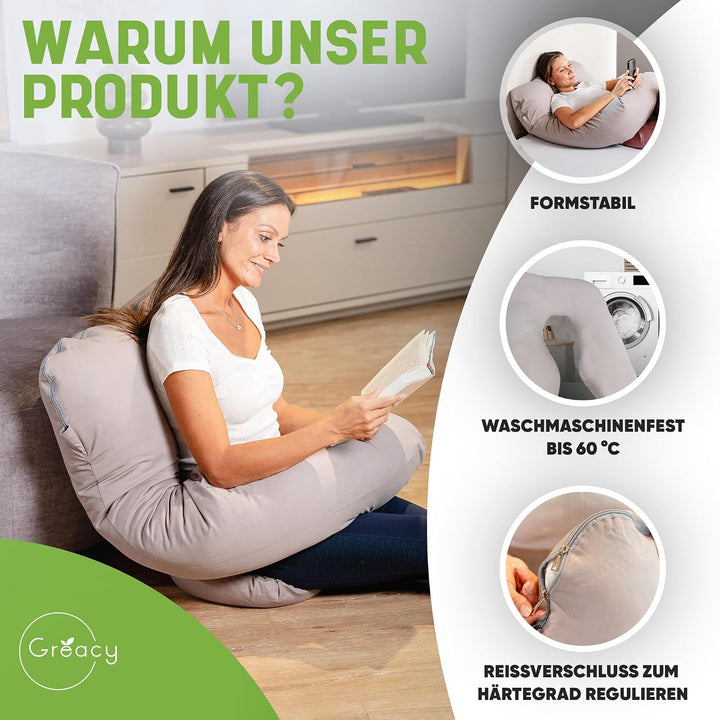 Amelie Seitenschläferkissen Bezug – Ersatz & Austausch für Körperkissen, Ergonomisch & Atmungsaktiv,
