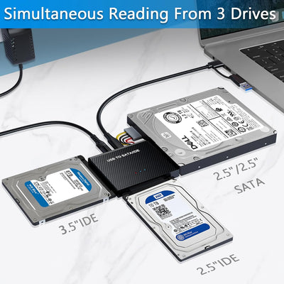 USB 3.1 Zu SATA Adapter und IDE Adapter, Universal USB Festplatten Konverter für 2,5 und 3,5 Zoll SA