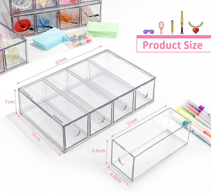 SUPAWAY 3 Stück Schubladenorganizer mit 12 Fächern Schubladenbox Stapelbar Schreibtisch-Organizer mi