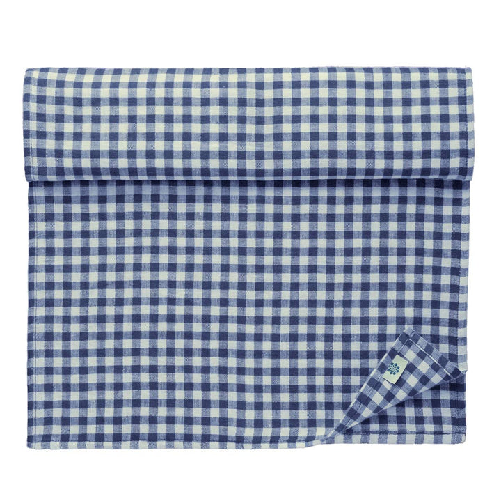 Linen &amp; Cotton Tischläufer Stoff Tischdekoration Tischwäsche Estella - 100% Leinen, Weiss Weiss Blau