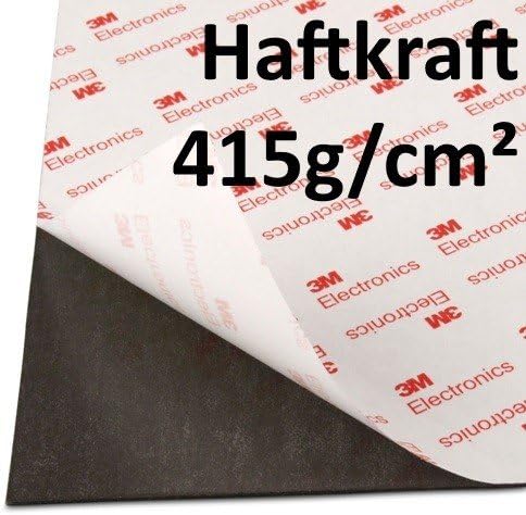NEODYM Power-Magnetfolie 300 x 300 x 1,5 mm Rückseite selbstklebend mit 3M Kleber, stark magnetisch