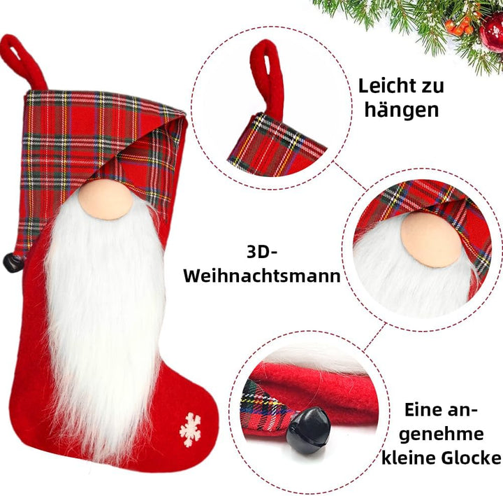 Nikolausstrumpf Gross, 2er Set Nikolausstiefel zum Befüllen Vliesstoff Weihnachtsstrumpf zum Befülle