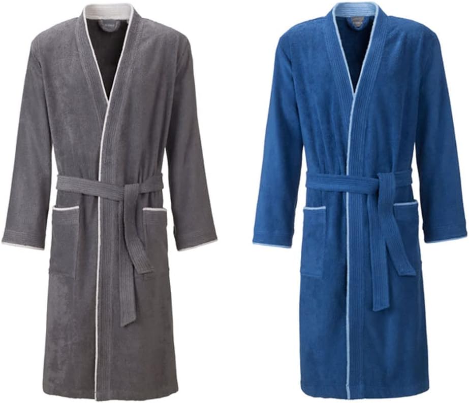 Egeria Nico graphit Herren Kimono Bademantel L 100% Baumwolle
