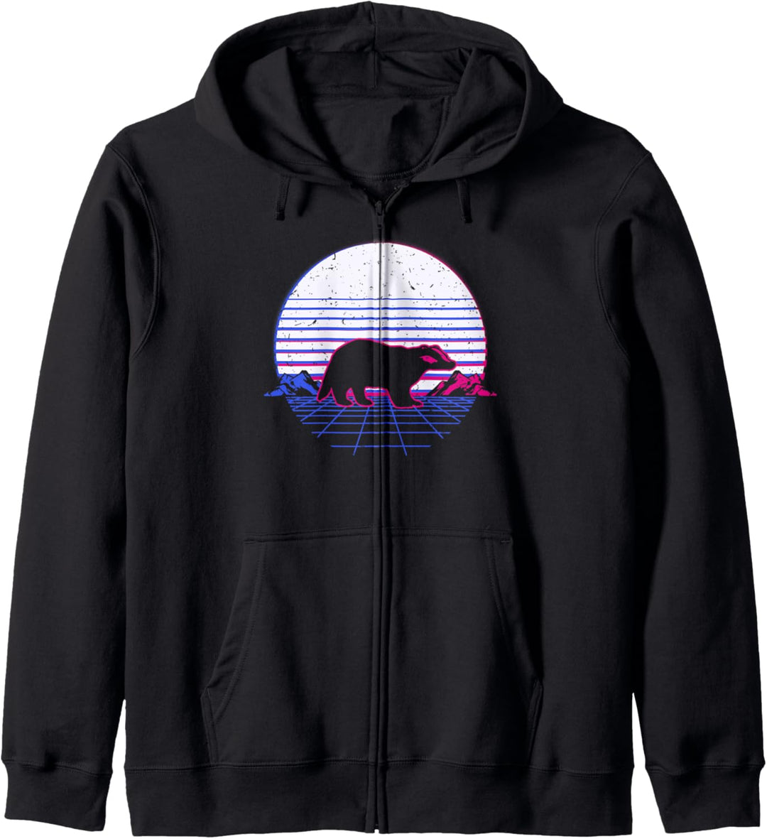 Dachs Honigdachs Jäger Tier Retro Vintage Sunset Geschenk Kapuzenjacke