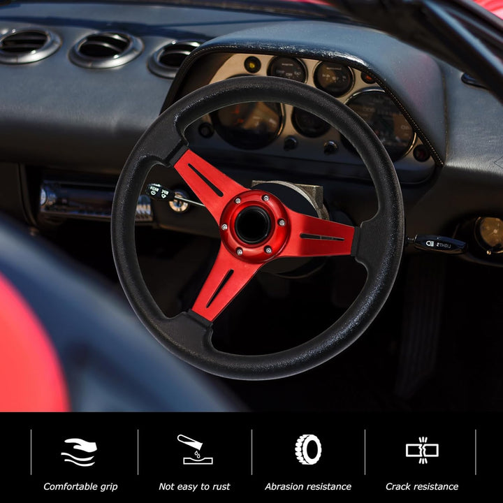 Acclcors Universal Rennlenkrad, Drifting-Lenkrad,Gaming Lenkrad 13.6" 6 Schrauben Grip Vinyl Leder m