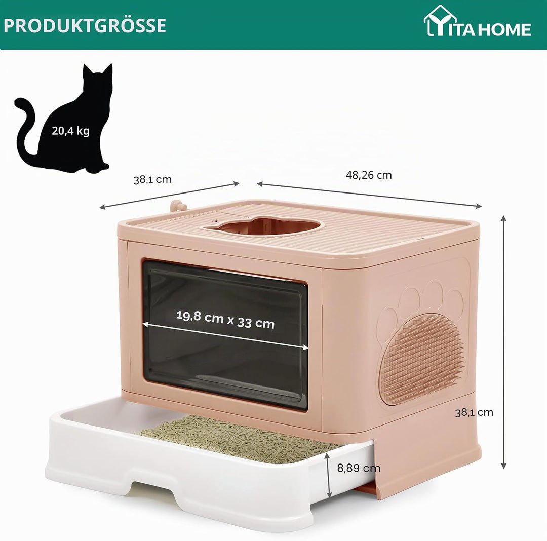 YITAHOME Katzentoilette mit Deckel, Katzenklo Gross, Katzenklo Hop In, Geruchlose Katzentoilette mit