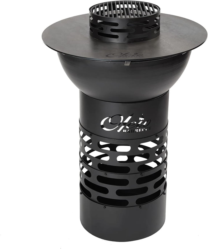 Oleio BBQ Design Schwarzer Wokaufsatz für Feuerplatte | Grillring | Plancha | Grillplatte Wokkrone K