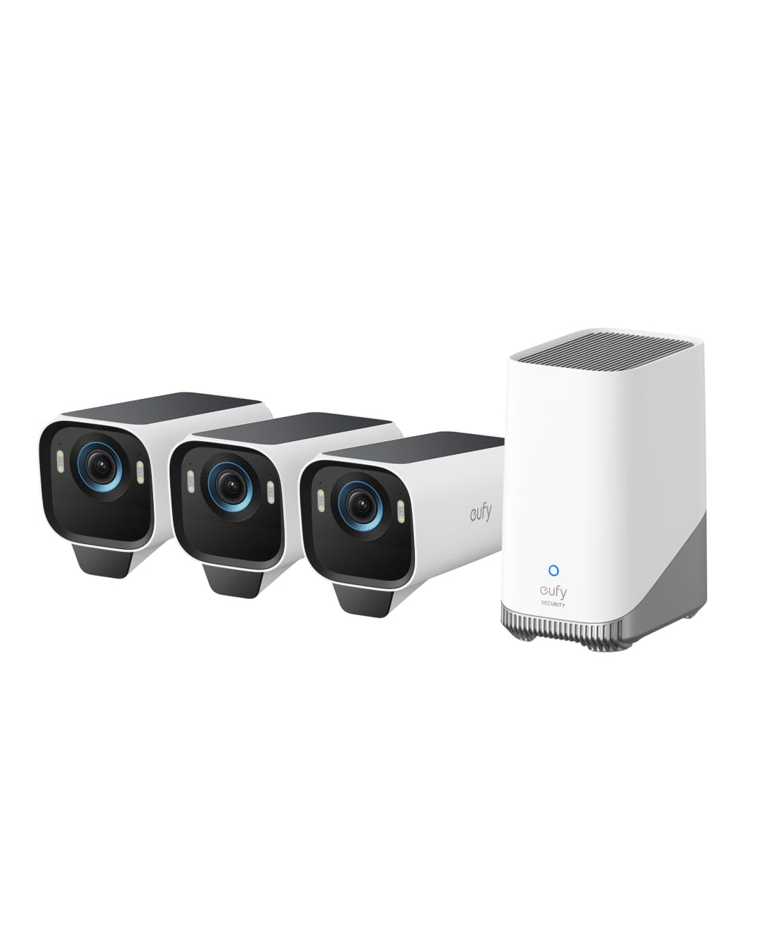 eufyCam S3 Pro 3-Kamera-Set, 4K Kabellose Solar-Überwachungskamera Aussen, MaxColor Nachtsicht, Fore