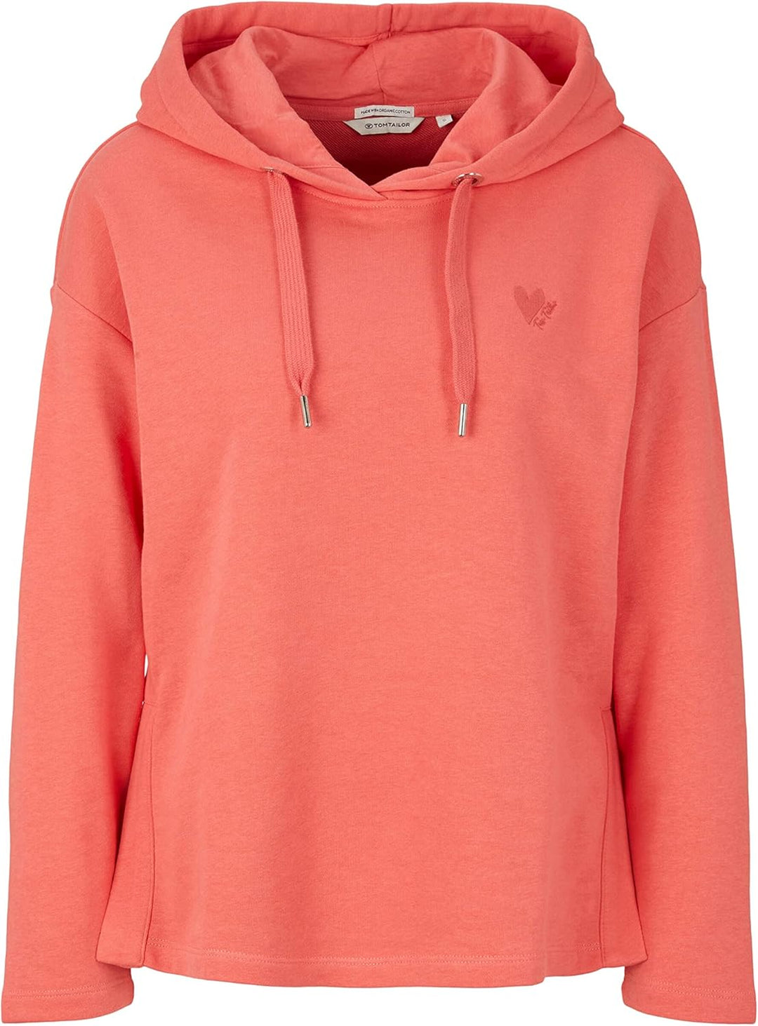 TOM TAILOR Damen Hoodie Sweatshirt mit Herz-Stickerei 38 12230 - Smooth Papaya Red, 38 12230 - Smoot