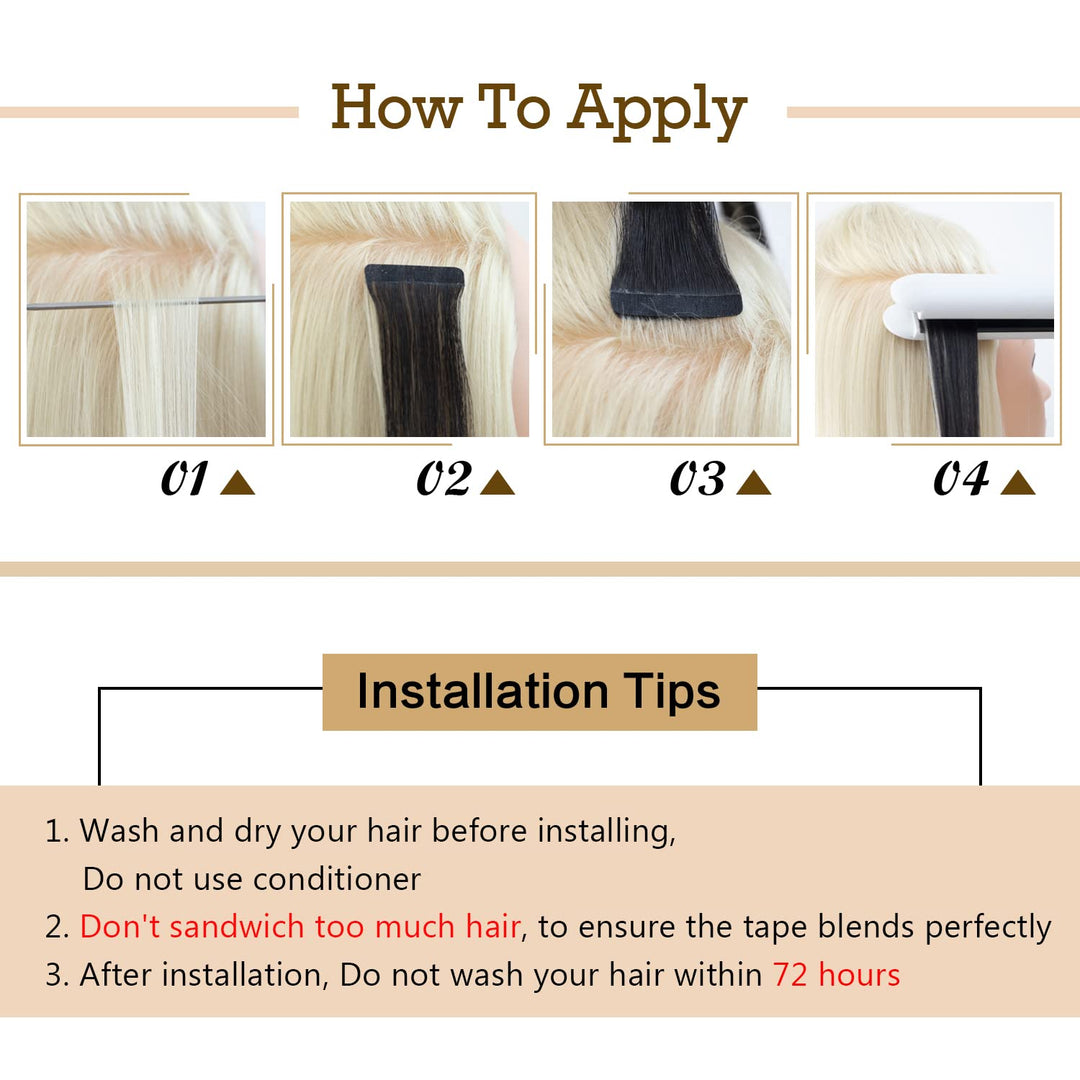 AGMITY Tape In Extensions Echthaar 20pcs 40cm 40g Aschblond mit Bleichblond Invisible Tape Extension