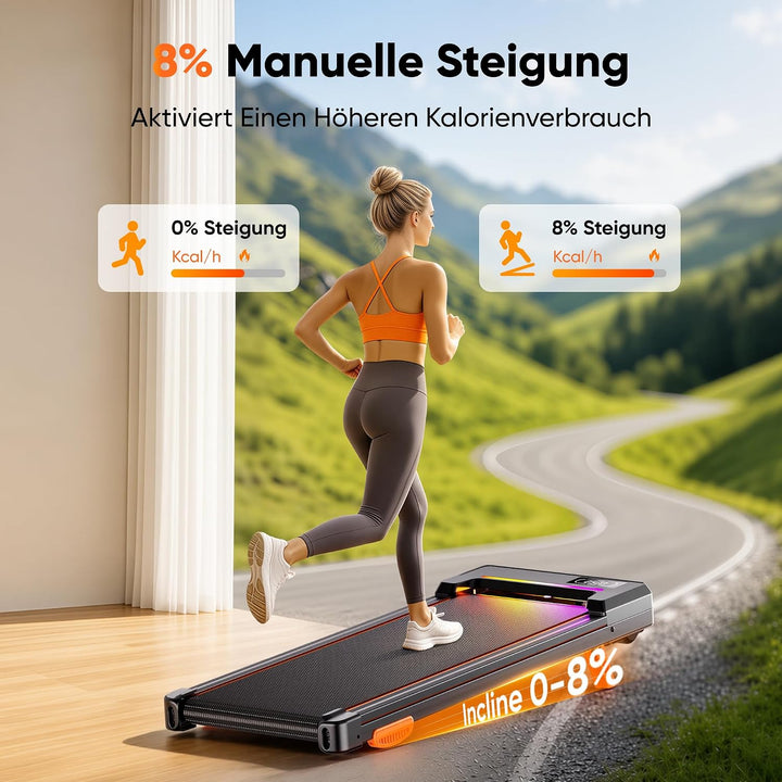 GIDGIMO Walking Pad, klappbares Laufband mit Steigung für Zuhause und Büro, Leiser Motor, LED-Displa