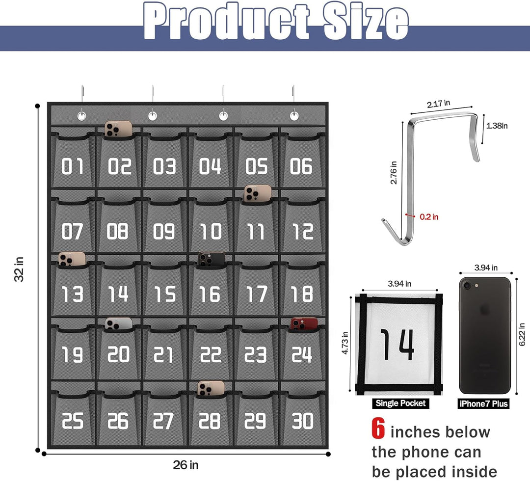 Loghot Nummeriertes Klassenzimmer Kleinteile Schrank Pocket Chart für Handys Halter Wand Tür Hängend