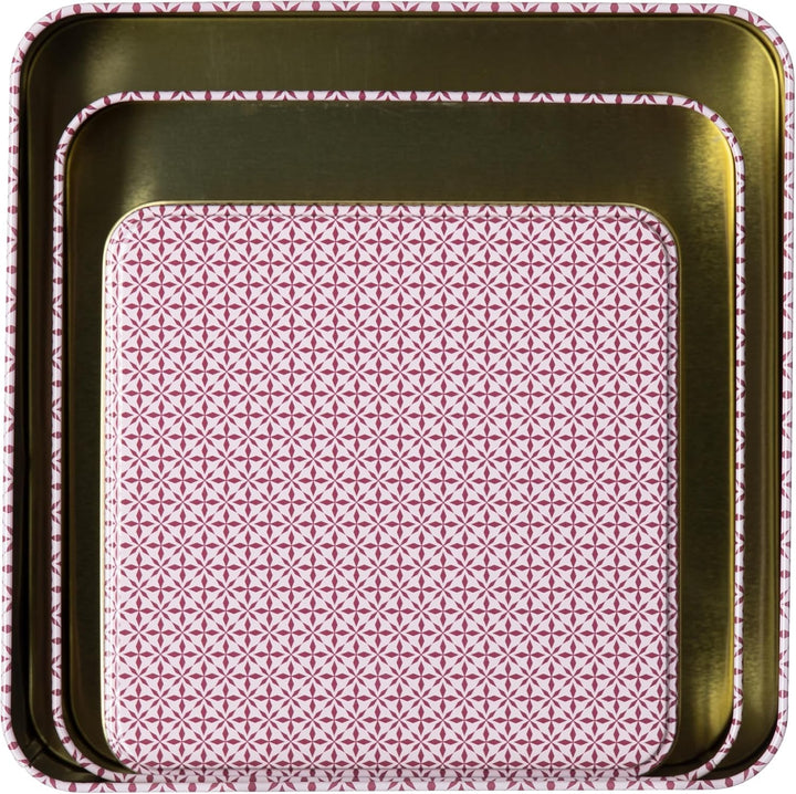 Brandsseller 3er Set Keksdose Rosa/Pink Eckig Weihnachtsdose Plätzchendose Gebäckdose Aufbewahrungsd