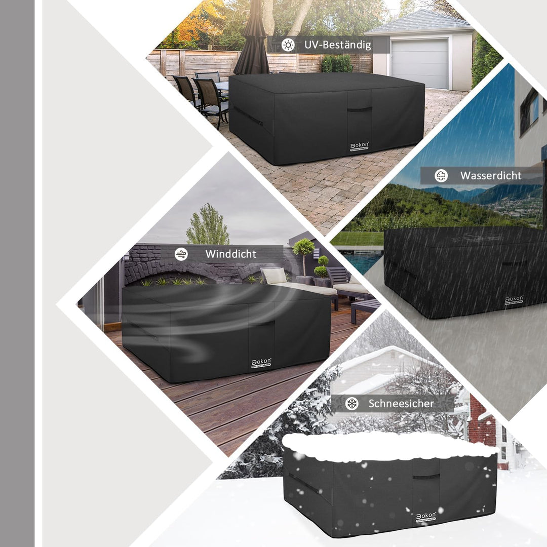 Dokon Gartenmöbel Abdeckung Wasserdicht Winddicht UV Beständiges Gartentisch Abdeckplane mit Belüftu