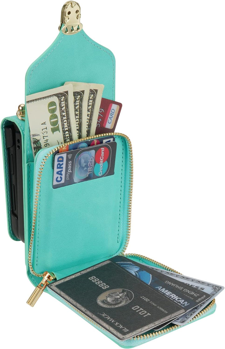 UDBKKDX Brieftasche Handyhülle für Samsung Galaxy Z Flip 4, Schnalle Frauen Mattes Leder hülle mit B