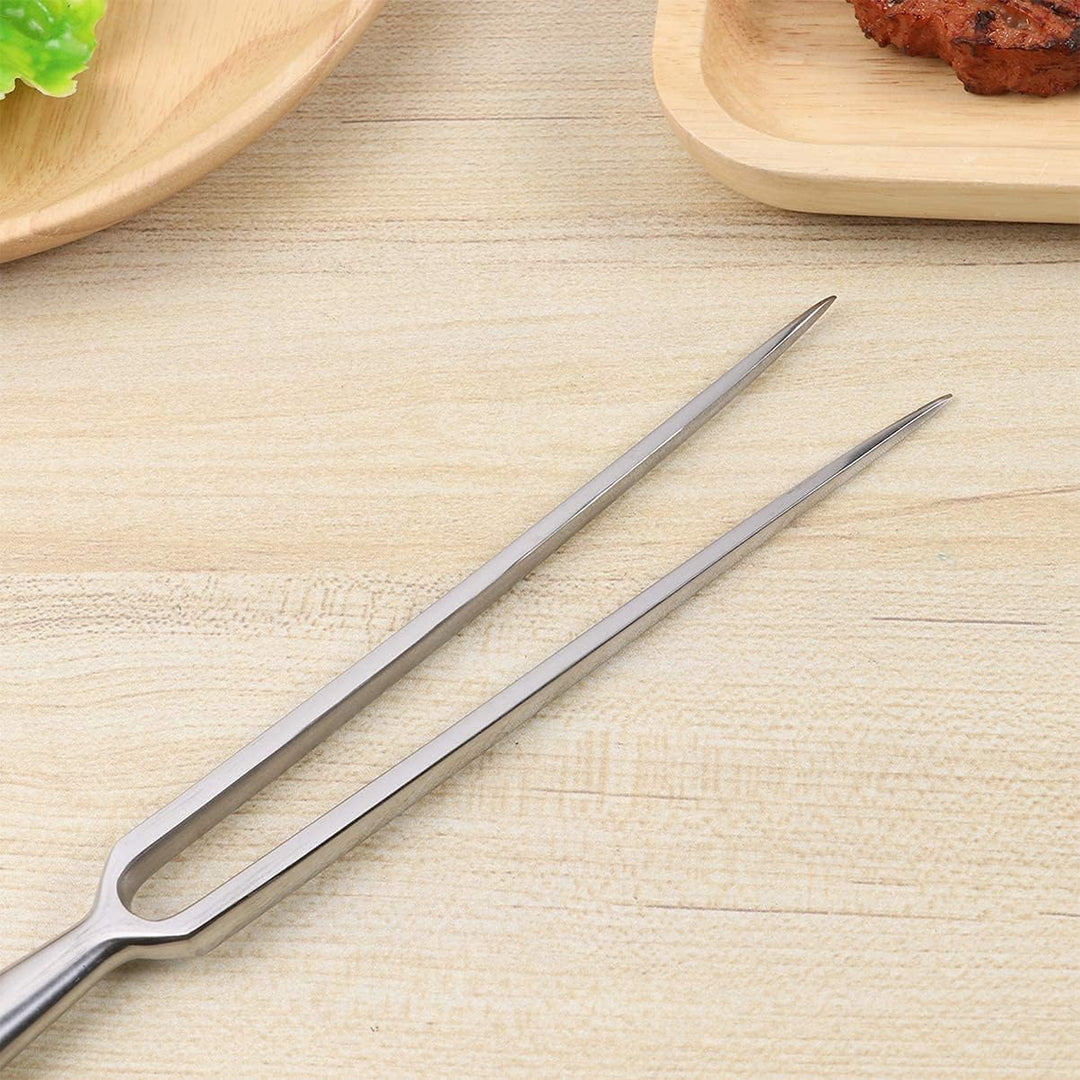 LATRAT Fleischgabel aus Rostfreiem Stahl mit Holzgriff Grillgabel Tranchiergabel, mit Zwei Zinken Sc