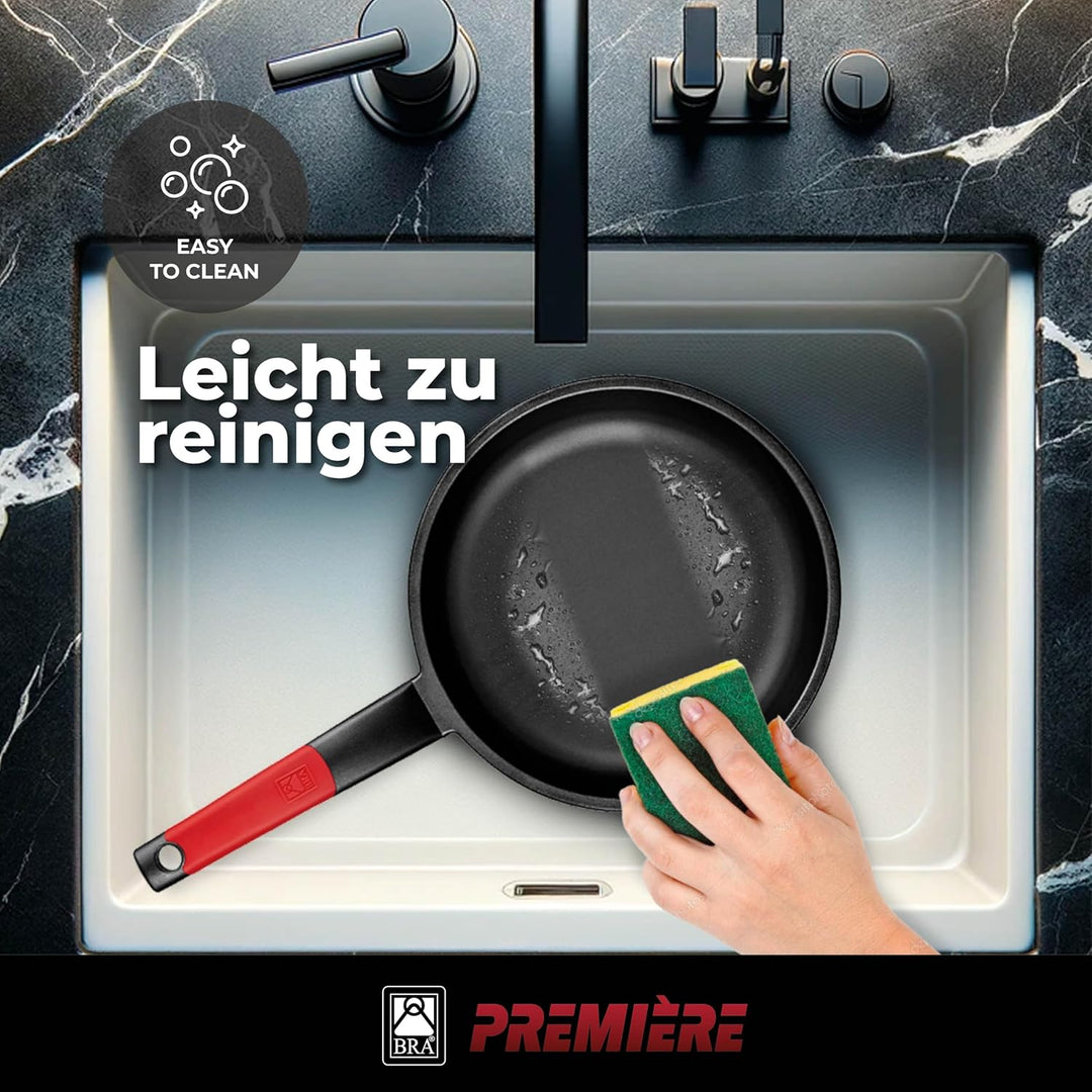 BRA Premiere | Set mit 3 Bratpfannen aus antihaftbeschichtetem Aluminiumguss, geeignet für alle Herd