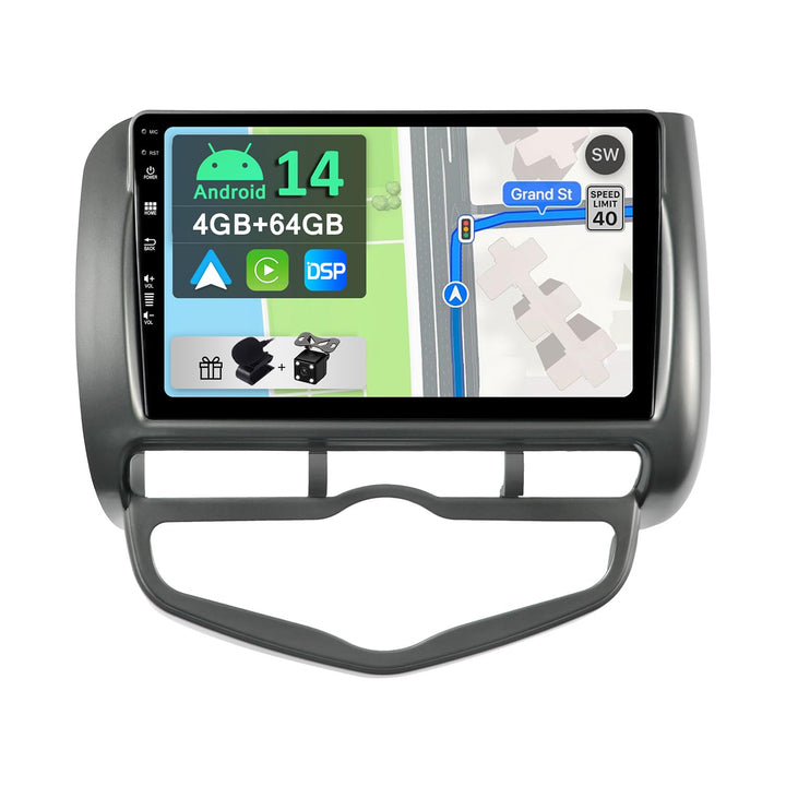 [4GB+64GB] Android 14 Autoradio für Honda Jazz City 2002-2007-[Integriertes CarPlay/Android Auto/DSP