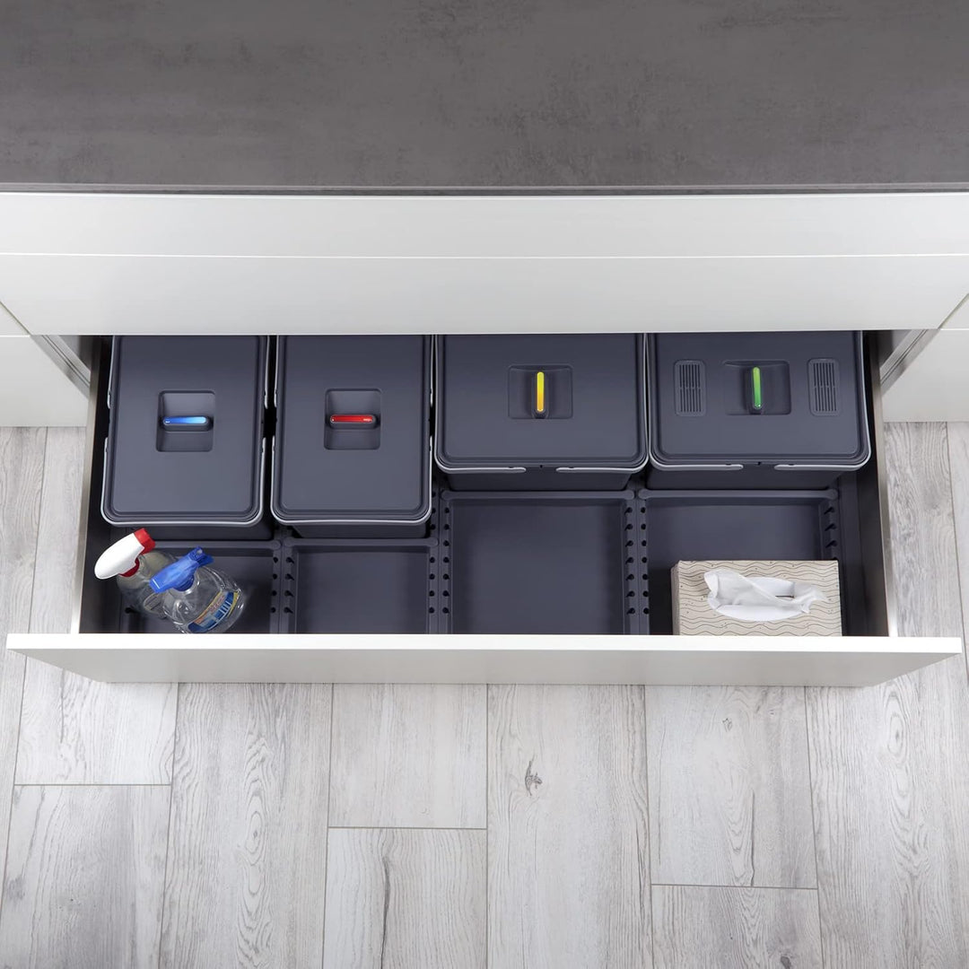 SOTECH Abfallsammler Draw 12+12+12+12L Abfallsystem Abfalltrennsystem für Auszug Korpusbreite 120 cm