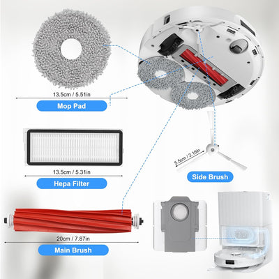 Fixbetter Zubehör-Set für Roborock Qrevo S/QRevo MaxV/QRevo Pro Roboter-Staubsauger-Ersatzteile. 1 H