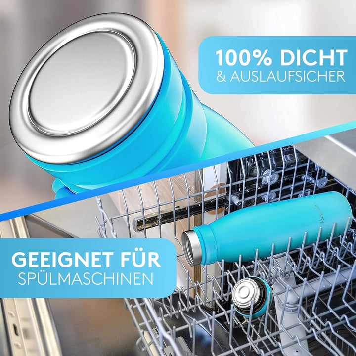 Vezato Trinkflasche Edelstahl - BPA-freie Isolierflasche 500 ml - Auslaufsichere Wasserflasche mit d