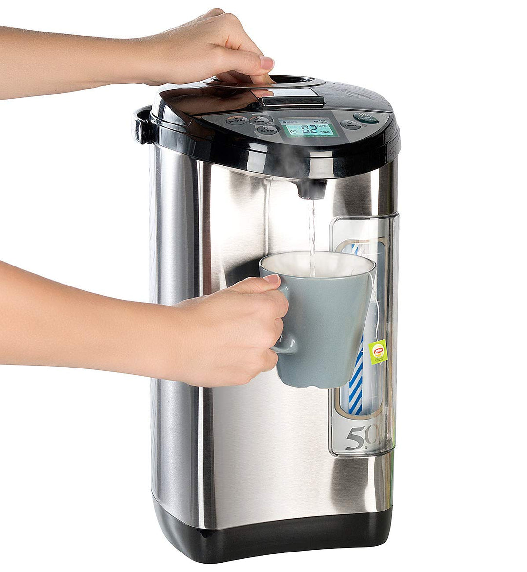 Rosenstein &amp; Söhne Wasserkocher: Heisswasserspender, 5-Liter-Wassertank, 5 Temperaturstufen, 1.200 W