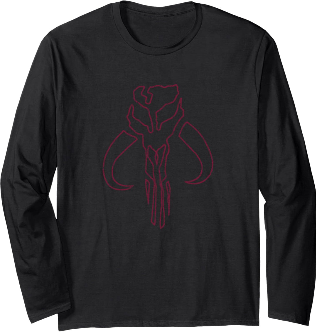 Star Wars Mando Skull Outline Langarmshirt