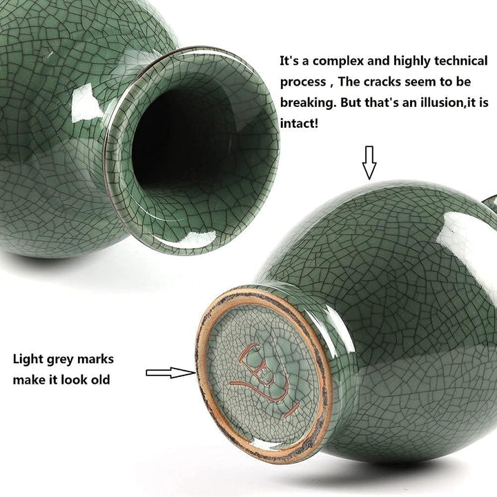 Chinesische Keramik-Kunst, handgefertigt, antike Eisriss-Glasur, grosse Porzellan-Blumenvase für Hei