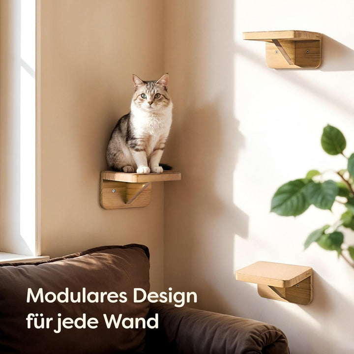 Katzen Kletterwand 3er Set – FSC® Kiefernholz für Spiel &amp; Abenteuer – Stabile Katzentreppe bis 30 kg