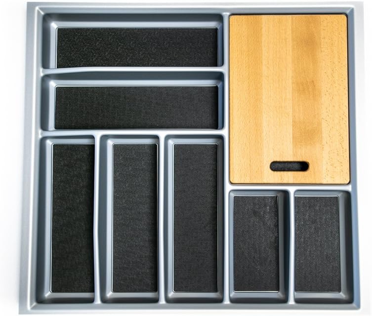 Generic Lana Solution Besteckeinsatz für 60 Schublade inkl. Schneidebrett, 473,5 mm x 497 mm, Silber