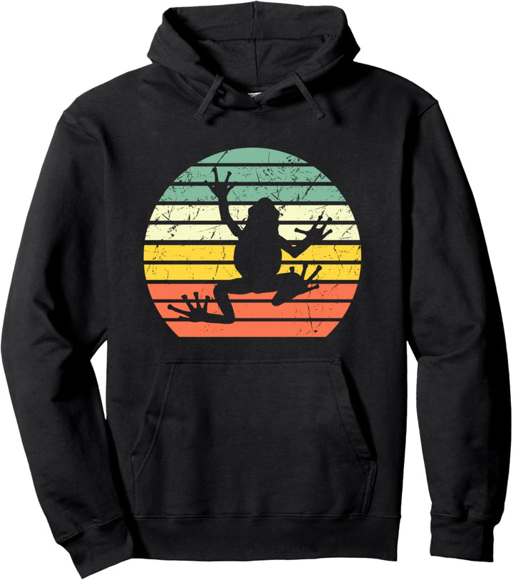 Frosch Amphibie Vintage Retro Sonnenuntergang Grafik Pullover Hoodie