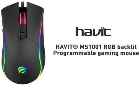 havit Gaming Maus mit Kabel - Computer Maus [mit USB Kabel und LED-Switch-Button] - Gaming Mouse [mi