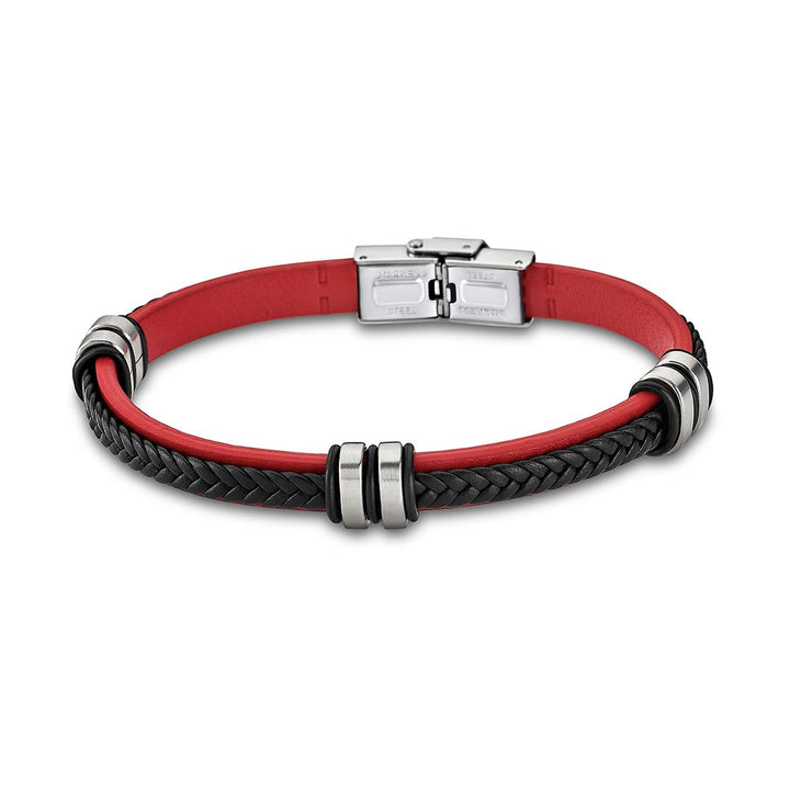 LOTUS STYLE Leder Armband LS1829-2/3 Damen/Herren schwarz rot D2JLS1829-2-3 ein schönes Geschenk zu