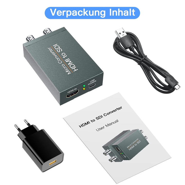 SHUITING HDMI zu SDI Konverter, HDMI auf 3G-SDI/HD-SDI, Audio Embedder 2 Wege SDI Konverter Dual SDI