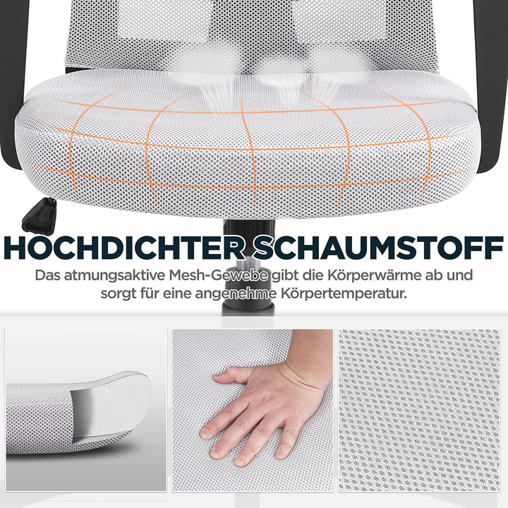 Yaheetech Bürostuhl, Schreibtischstuhl, Drehstuhl mit Netzrückenlehne, Computerstuhl Ergonomischer D
