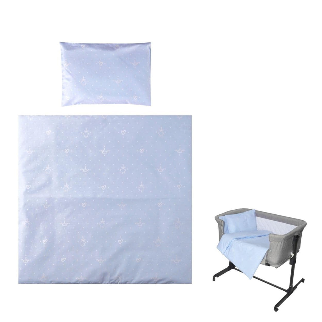 Lorelli Babybettwäsche-Set Eva 5-tlg Decke 75 x 75 cm, Kissen 29 x 42 cm, Bezüge, Farbe:hellblau, He