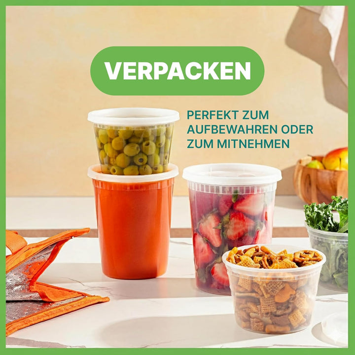 JoyServe Vorratsdosen mit Deckel Luftdicht – 48 Sets mit 54 Deckeln, 24 Vorratsdosen mit 946 ml und