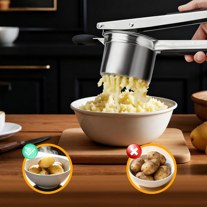 Kartoffelpresse mit 4 Austauschbare Sieb,Spätzlepresse,Edelstahl Kartoffelpresse,Kartoffelpresse für