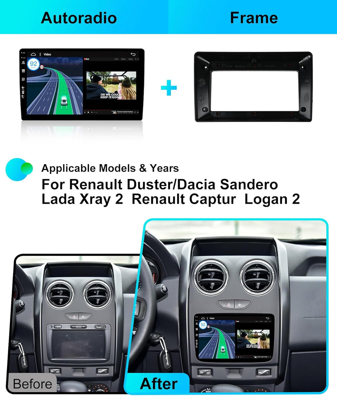 JOYX Android 13 IPS Autoradio Passt für Renault Duster/Dacia Sandero/Lada Xray 2/Renault Captur/Loga