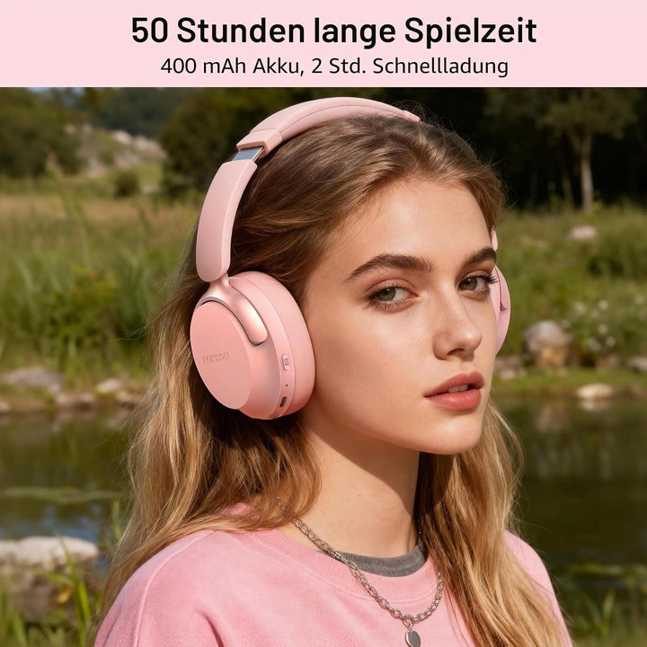 RORSOU B8 Bluetooth Kopfhörer Over Ear, 6 EQ Musikmodi und 50H Spielzeit Deep Bass Wireless Kopfhöre