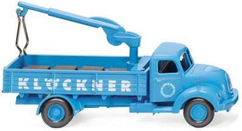 Wiking 042603 Pritschen-LKW mit Ladekran "Klöckner" hellblau Spur H0 1:87