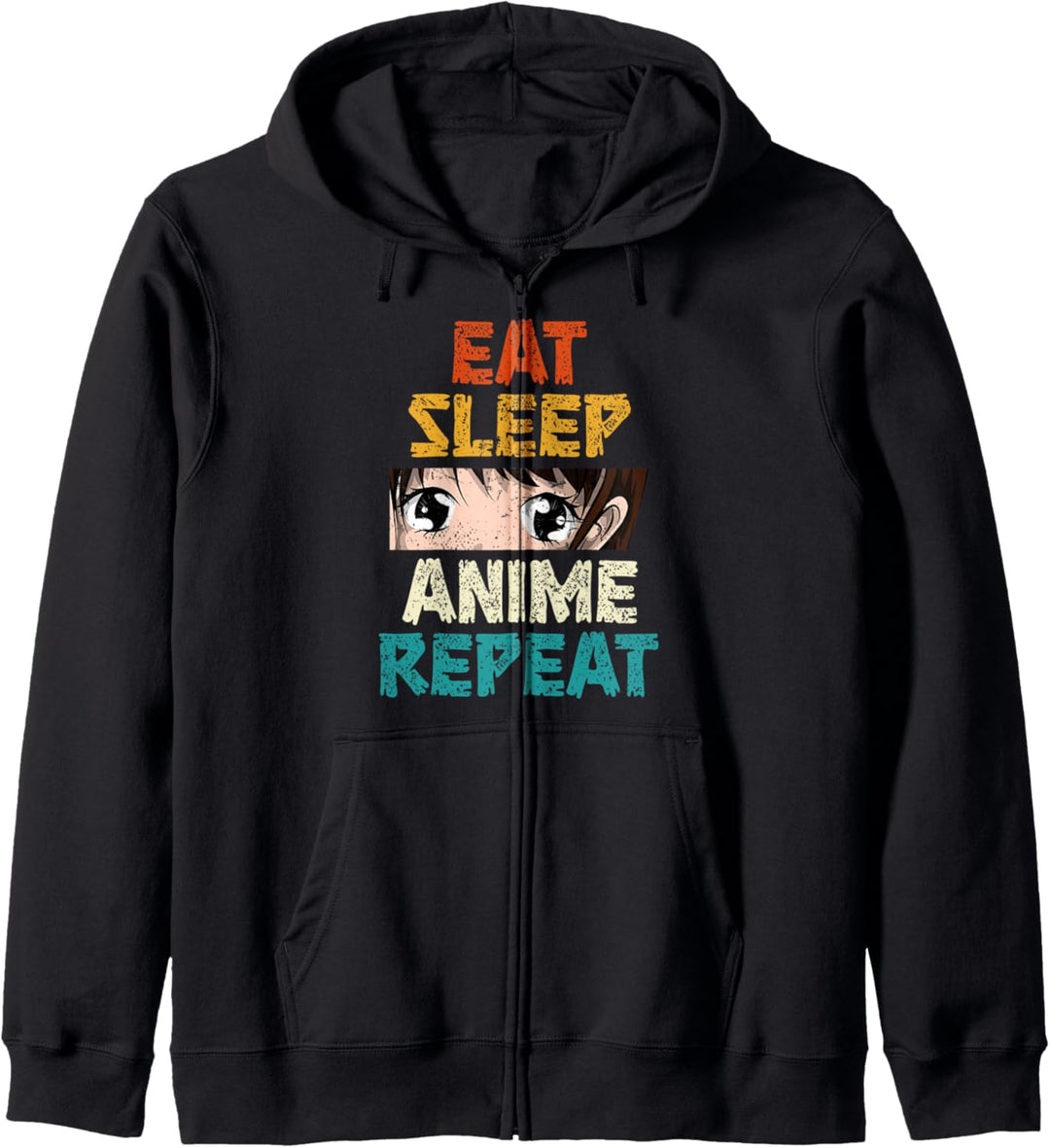 Essen Schlafen Anime Wiederholen Japan Otaku Lustiges Anime Kapuzenjacke
