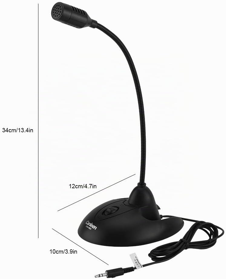Richer-R Flexibles PC-Tischmikrofon, Flexible Schwanenhals Desktop Microphone 3,5mm Klinke,rutschfes