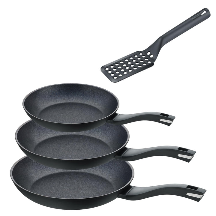 Berndes Pfannen Set Induction Enduro 4tlg. - frypan 20 cm, 24 cm & 28 cm – mit Pfannenwender - allhe