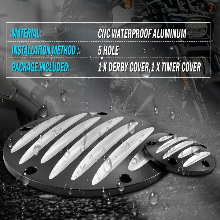 KATUR CNC Clarity Edge Derby Timer Abdeckung und Punktabdeckungen Silber 5-Loch für Touring FLHR FLS