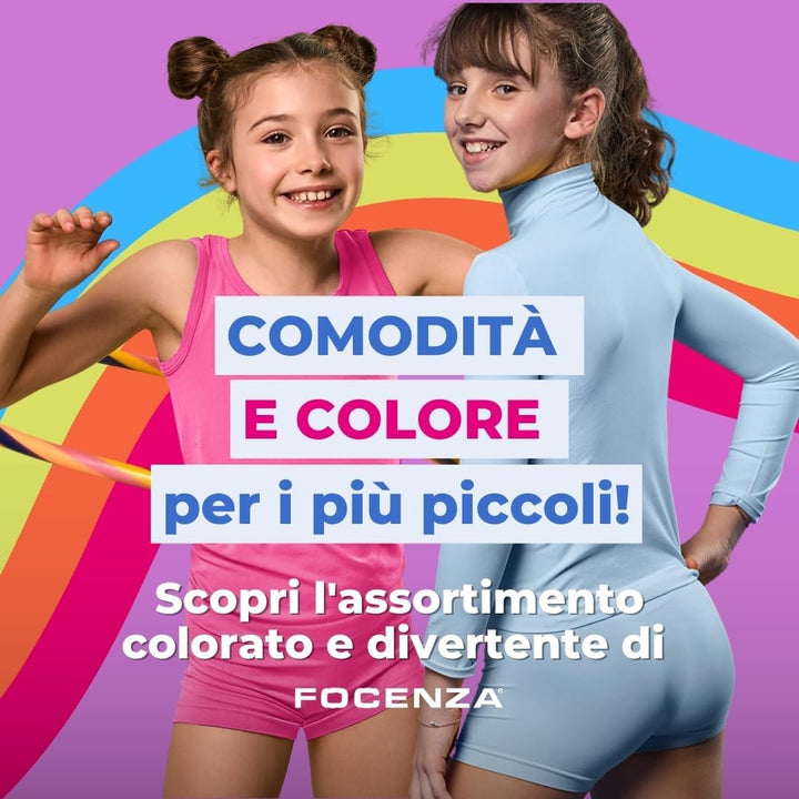 FOCENZA Mädchen Top Gym, Nahtlose Technologie, Made in Italy S Bubble Fluo-gelb Orchidee, S Bubble F