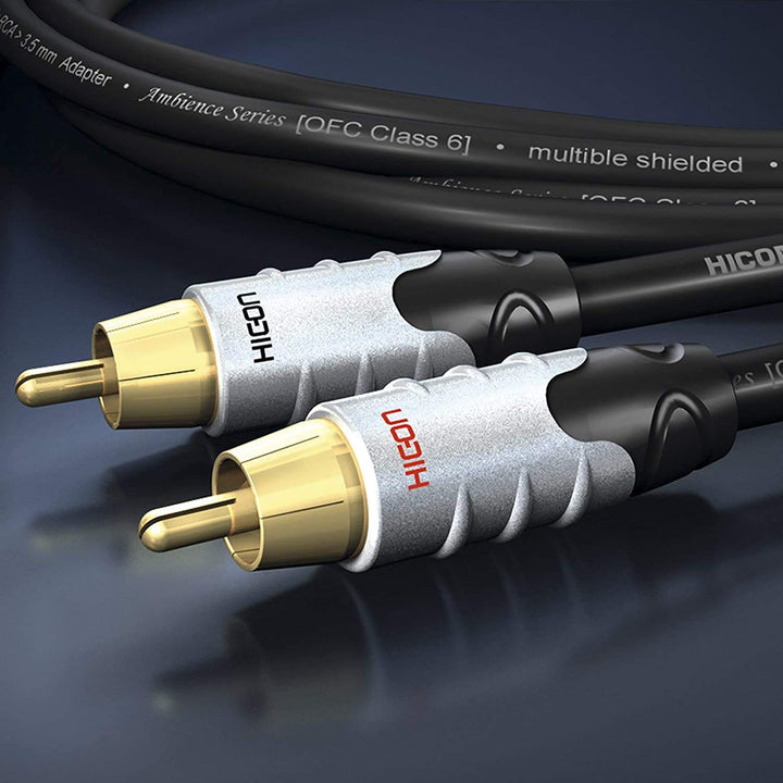 Hicon Ambience 3m Stereo Audio RCA Cinch Kabel OFC 3-fach geschirmt für Stereoanlagen Verstärker und