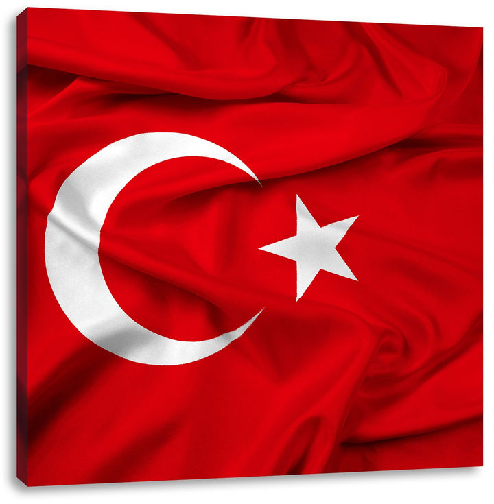 Turkey flag Türkei Flagge, Format: 70x70 auf Leinwand, XXL riesige Bilder fertig gerahmt mit Keilrah