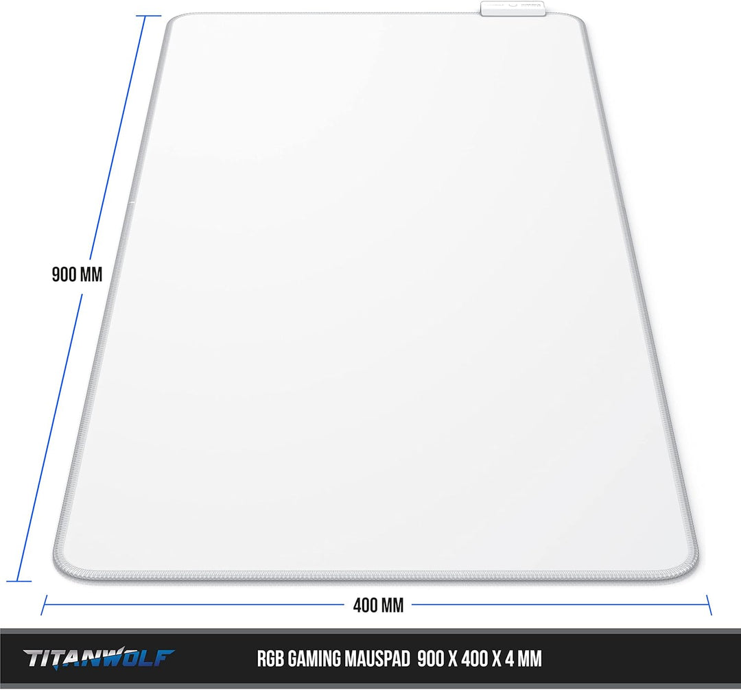 TITANWOLF - RGB Gaming Mauspad - LED Schreibtischunterlage - 900x400 mm Übergrösse - XXL Mousepad -